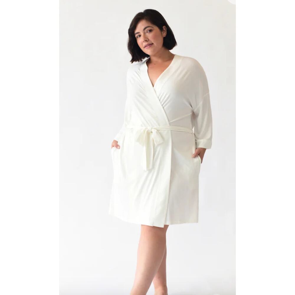 New Cozy Earth Womens Ivory Large Bamboo Kimobo Robe